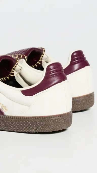 Adidas Samba Long Tongue Sneakers Cream White/Maroon/Gold Met 6 | Thumbnail 4