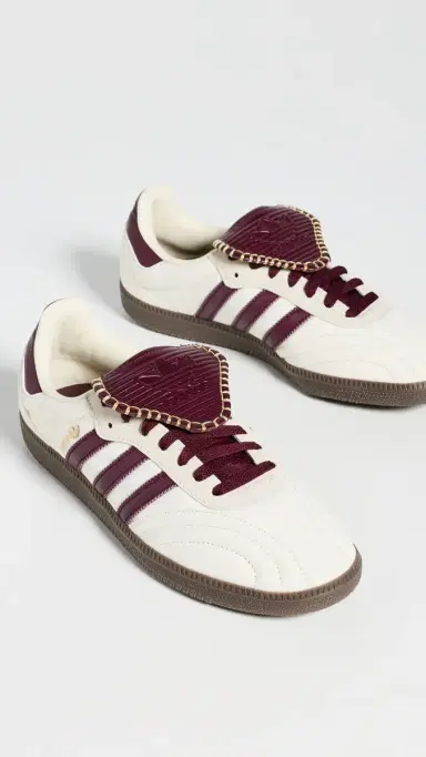 Adidas Samba Long Tongue Sneakers Cream White/Maroon/Gold Met 6 | Thumbnail 5