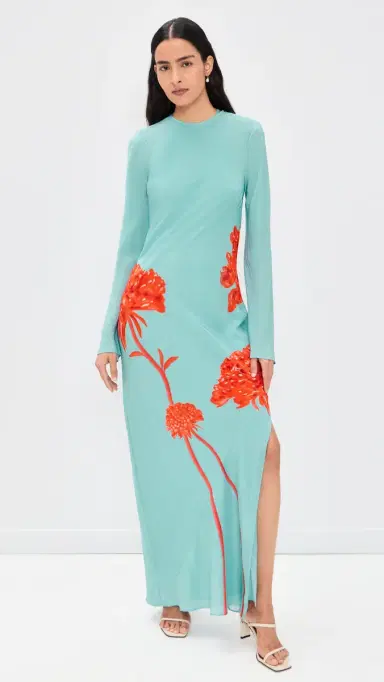 SIR. Amelie Long Sleeve Silk Maxi Dress Flore | Thumbnail 2