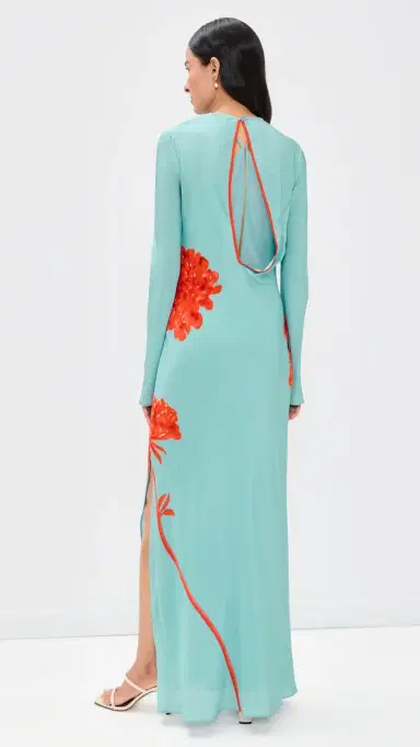 SIR. Amelie Long Sleeve Silk Maxi Dress Flore | Thumbnail 3