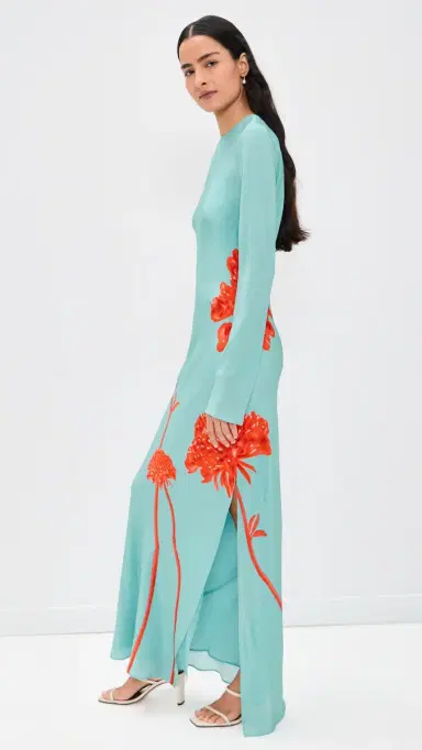 SIR. Amelie Long Sleeve Silk Maxi Dress Flore | Thumbnail 4