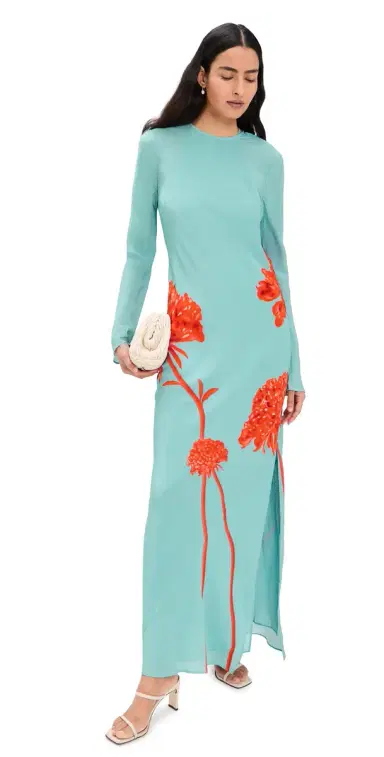 SIR. Amelie Long Sleeve Silk Maxi Dress Flore | Thumbnail 1