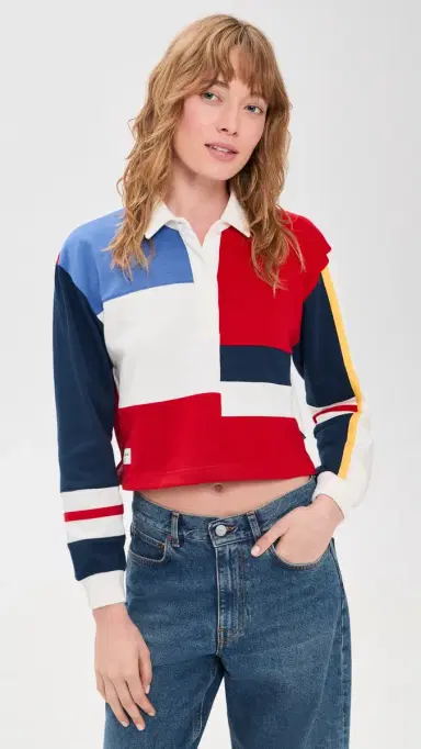 Rowing Blazers Cropped Color Block Rugby Primary Colorblock L | Thumbnail 2