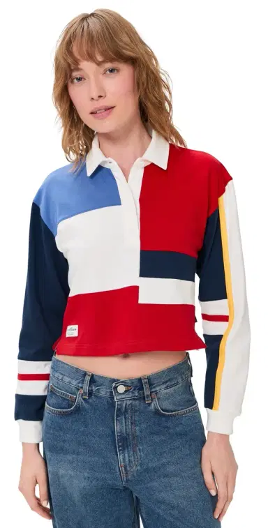 Rowing Blazers Cropped Color Block Rugby Primary Colorblock L | Thumbnail 1