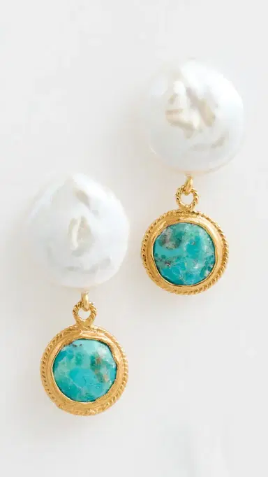 Chan Luu Pearl and Turquoise Drop Earrings Turquoise One Size | Thumbnail 2