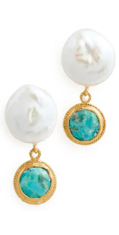 Chan Luu Pearl and Turquoise Drop Earrings Turquoise One Size | Thumbnail 1
