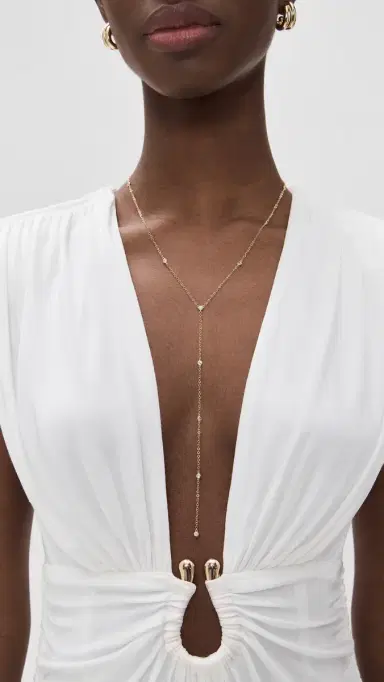 By Adina Eden Cubic Zirconia Bezel Station Lariat Necklace Gold One Size | Thumbnail 2