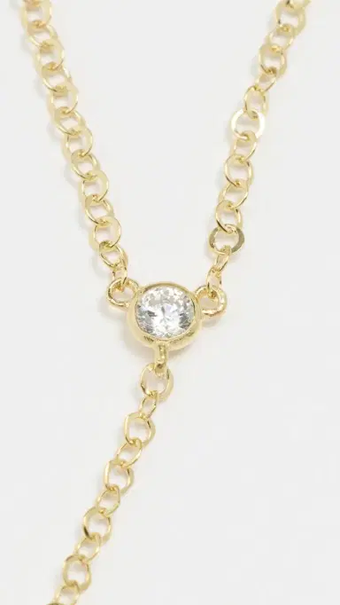 By Adina Eden Cubic Zirconia Bezel Station Lariat Necklace Gold One Size | Thumbnail 5