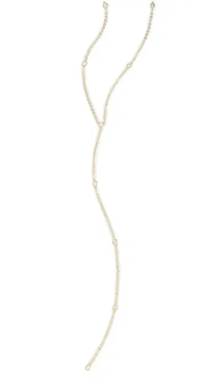 By Adina Eden Cubic Zirconia Bezel Station Lariat Necklace Gold One Size | Thumbnail 1