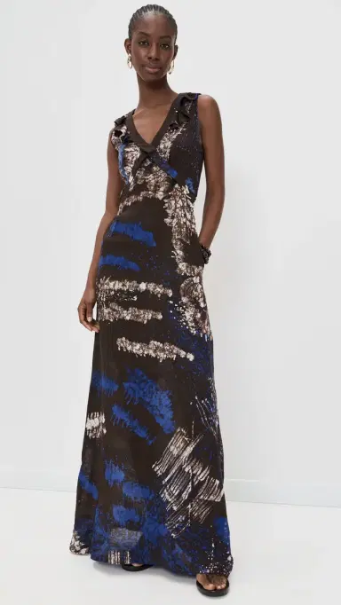 Busayo Kemi Dress Blue/Brown/Peach M | Thumbnail 2