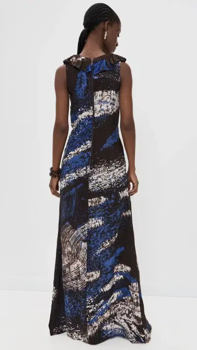 Busayo Kemi Dress Blue/Brown/Peach M | Thumbnail 3
