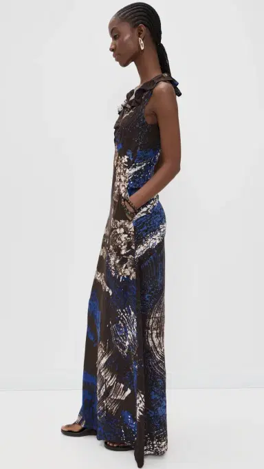 Busayo Kemi Dress Blue/Brown/Peach M | Thumbnail 4