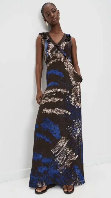 Busayo Kemi Dress Blue/Brown/Peach M | Thumbnail 5