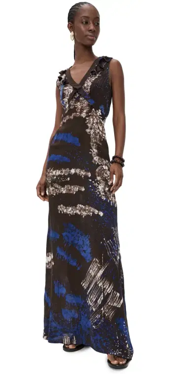 Busayo Kemi Dress Blue/Brown/Peach M | Thumbnail 1