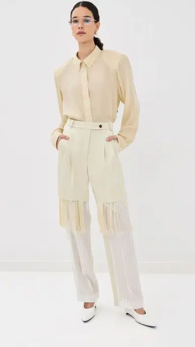 FRENKEN Blunt Satin Fringe Pants Butter | Thumbnail 2 FRENKEN Blunt Satin Fringe Pants Butter | Thumbnail 2