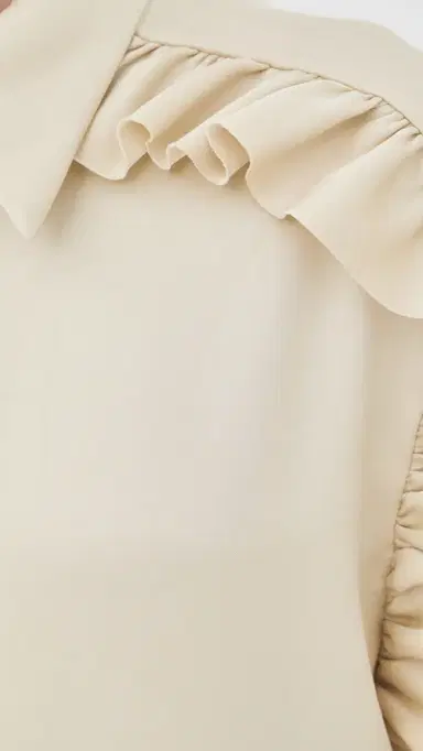 FRENKEN Satin Ruffled Button Down Shirt Butter 42 | Thumbnail 6