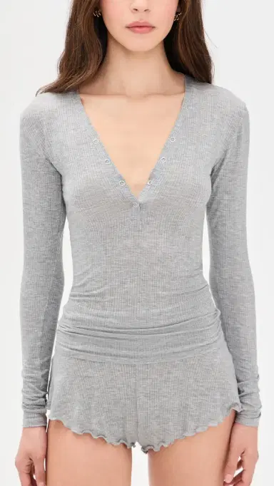 Negative Whipped Henley Top Heather | Thumbnail 2