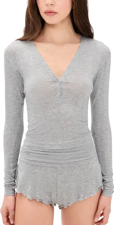 Negative Whipped Henley Top Heather | Thumbnail 1