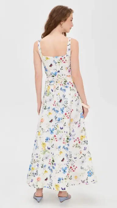 ALICE + OLIVIA Polly Seamed Maxi Dress Twisting Vines Off White | Thumbnail 3