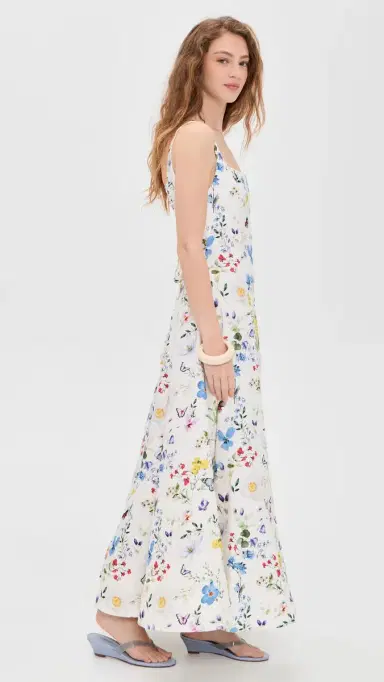 ALICE + OLIVIA Polly Seamed Maxi Dress Twisting Vines Off White | Thumbnail 4