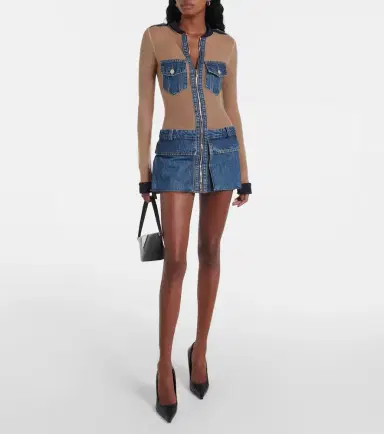 Coperni Illusion tulle and denim minidress | Thumbnail 2
