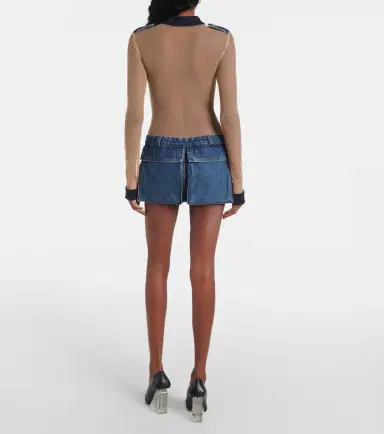 Coperni Illusion tulle and denim minidress | Thumbnail 3