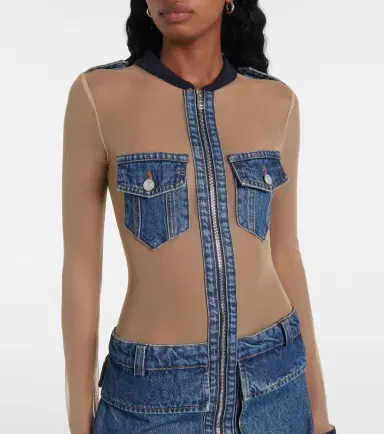 Coperni Illusion tulle and denim minidress | Thumbnail 5