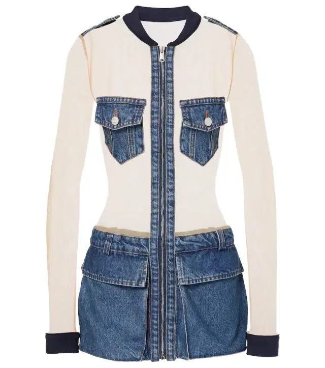 Coperni Illusion tulle and denim minidress