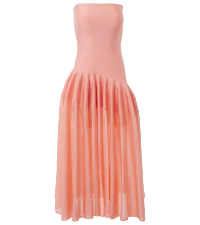 Alaïa Pleated strapless maxi dress