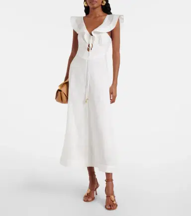 Zimmermann Rhiannon ruffled linen midi dress | Thumbnail 3