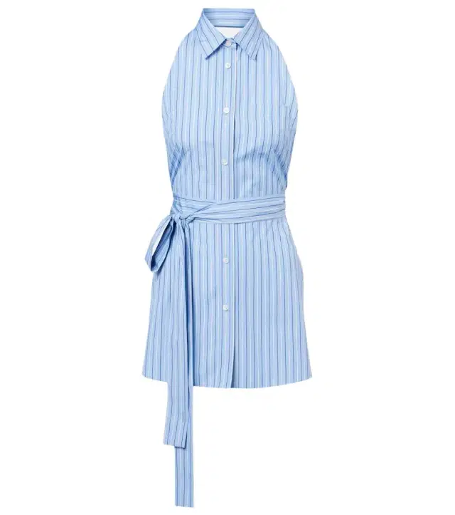 Prada Striped halterneck cotton minidress