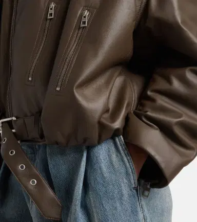 Loewe Cropped leather biker jacket | Thumbnail 2
