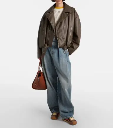 Loewe Cropped leather biker jacket | Thumbnail 5