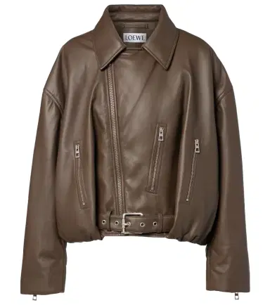 Loewe Cropped leather biker jacket | Thumbnail 1