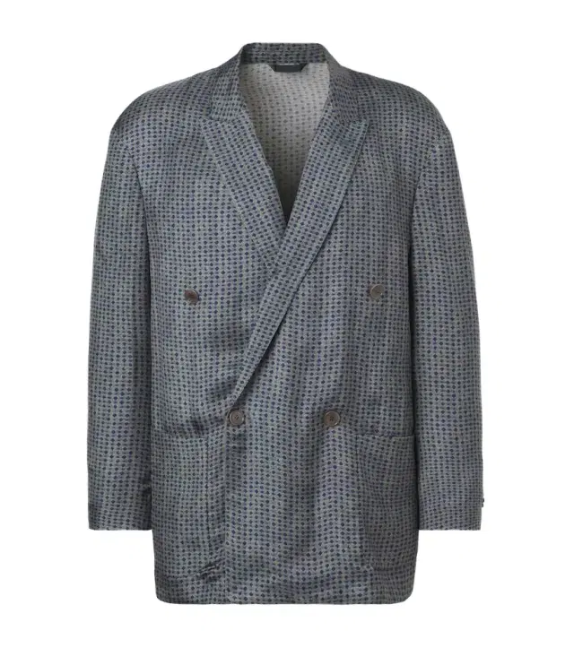 Printed double-breasted blazer