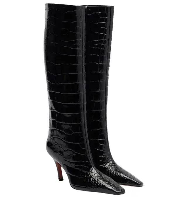 Mona croc-effect leather knee-high boots Mona croc-effect leather knee-high boots