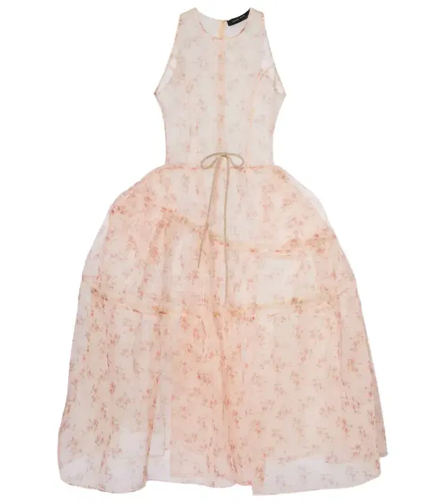 Floral sheer organza midi dress
