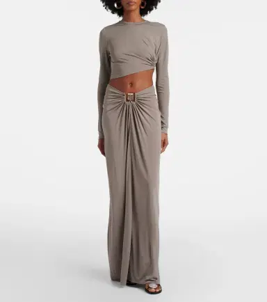 Christopher Esber Bezel Quartz gathered jersey maxi skirt | Thumbnail 2