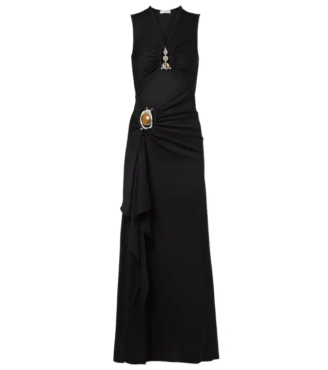 Droplet Crystal cutout embellished maxi dress