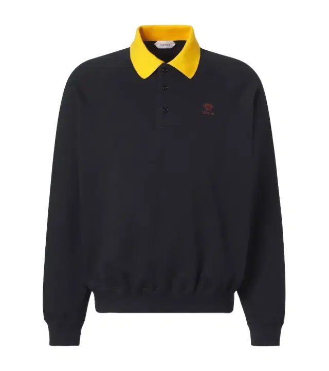 Embroidered cotton jersey polo sweatshirt