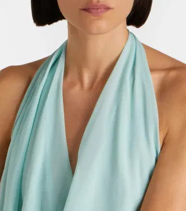 Mugler Draped sheer silk crêpe georgette gown | Thumbnail 2