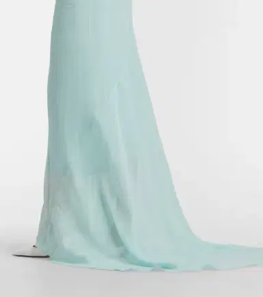 Mugler Draped sheer silk crêpe georgette gown | Thumbnail 3
