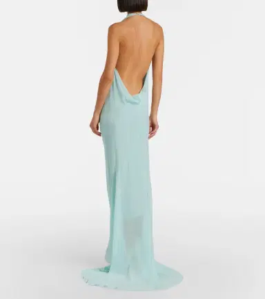 Mugler Draped sheer silk crêpe georgette gown | Thumbnail 4