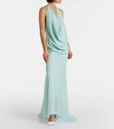 Mugler Draped sheer silk crêpe georgette gown | Thumbnail 6