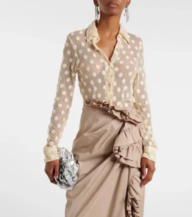 Dries Van Noten Polka-dot cotton-blend mesh shirt | Thumbnail 2