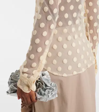 Dries Van Noten Polka-dot cotton-blend mesh shirt | Thumbnail 4
