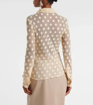 Dries Van Noten Polka-dot cotton-blend mesh shirt | Thumbnail 5