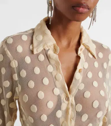 Dries Van Noten Polka-dot cotton-blend mesh shirt | Thumbnail 6
