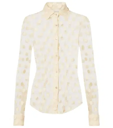 Dries Van Noten Polka-dot cotton-blend mesh shirt | Thumbnail 1
