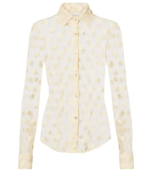 Dries Van Noten Polka-dot cotton-blend mesh shirt